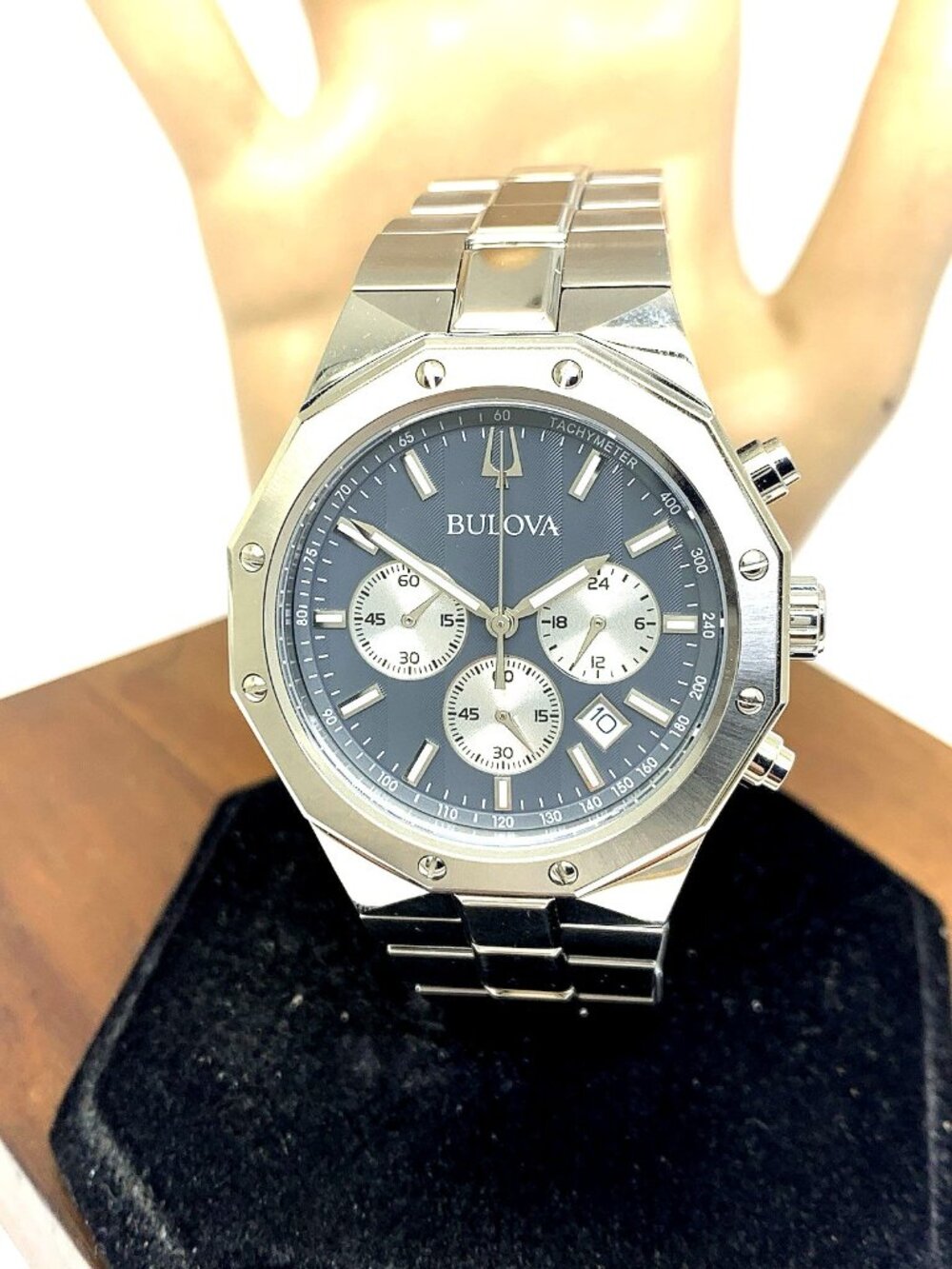 Bulova Men's Watch 96B459 Prestige Quartz Chronograph Gray Silver Steel 40mm